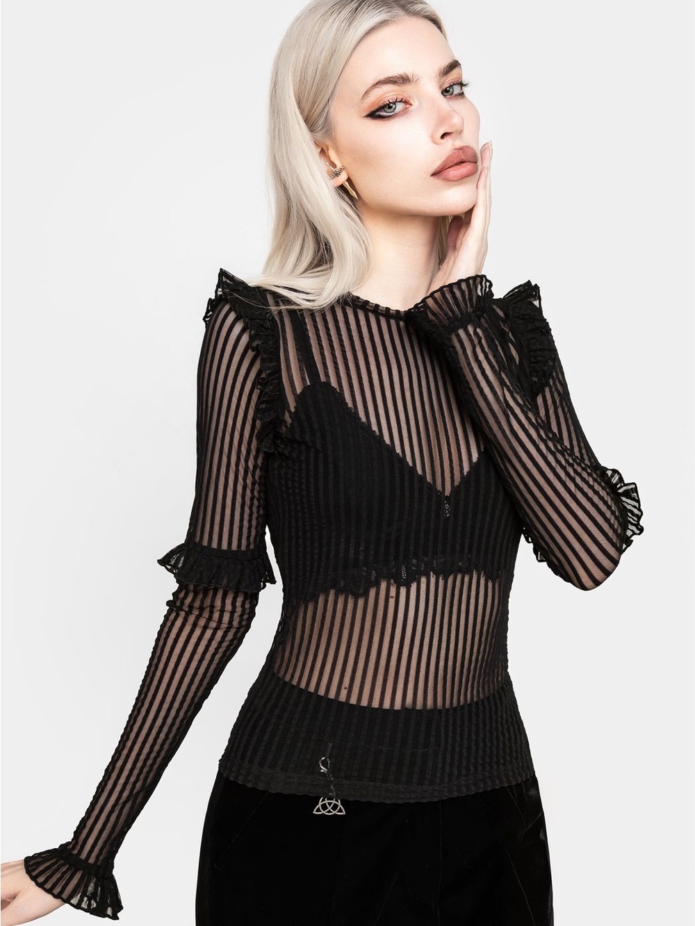 Disturbia Mourning Ruffle Top - Picture 2 of 11